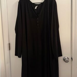 Cacique Black Long Sleeve Nightgown